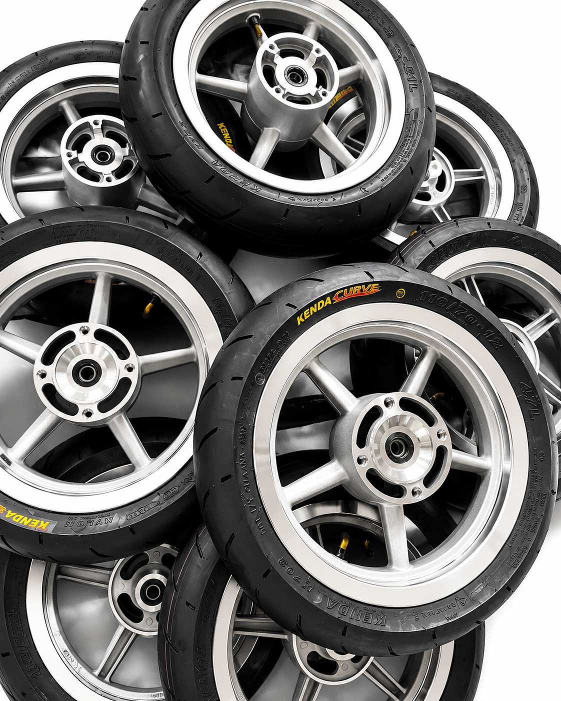Chrome 17" Universal Mini E-Moto Supermoto Wheel Set
